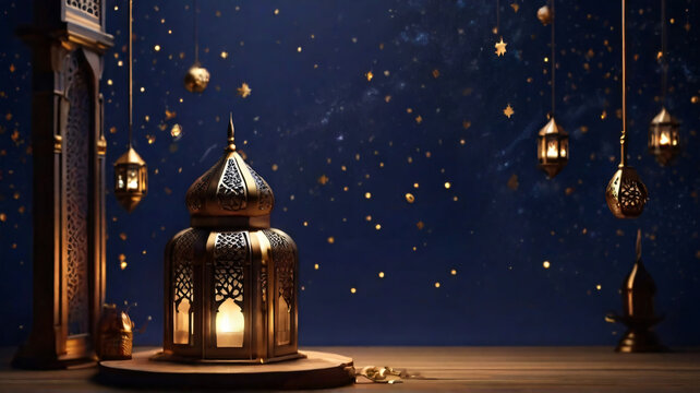Ramadan lantern against the backdrop defocused Gen AI