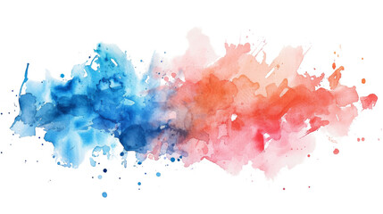 Fototapeta premium Colorful watercolor paint splashes blending on white paper, creating a vivid spectrum.