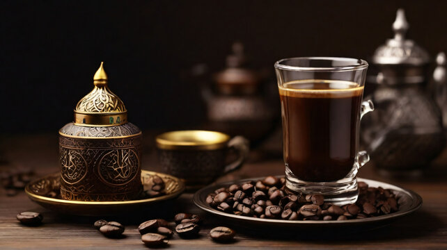 Turkish hot coffee in a glass generative ai