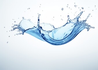 A single water droplet creating a splash on a plain white background.
