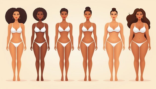 Vector Illustration of Female Body Types and Shapes
