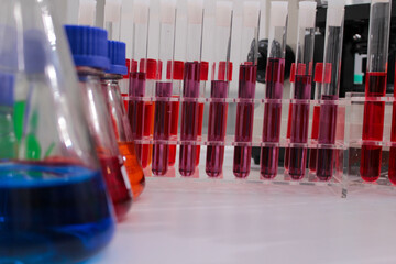 Research and innovation in a laboratory full of scientific formulas