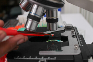 Research and innovation in a laboratory full of scientific formulas