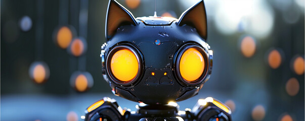 Cute avatar 3D image of robot cat, ai technology