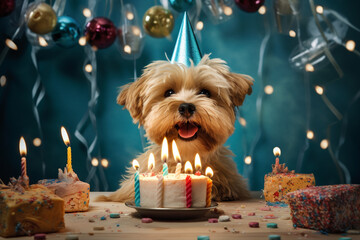 dog birthday celebration, cute dog
