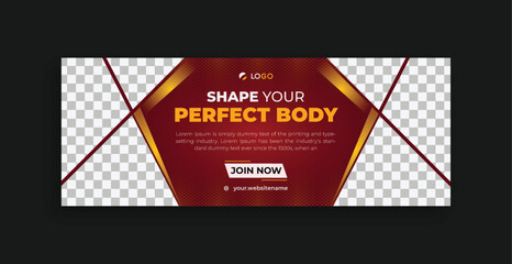 Gym and fitness training workout facebook cover web banner design Modern and creative editable template