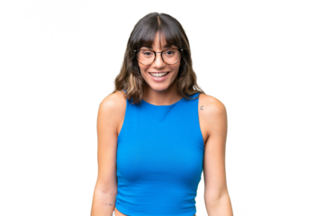 Young caucasian woman over isolated background with surprise facial expression