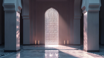 Beautiful mosque with arches and large window