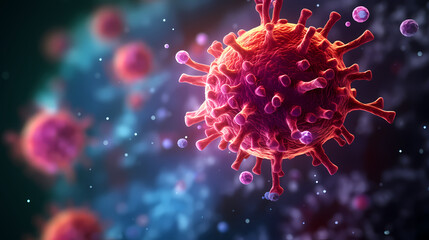 Cell background, virus cells, medical research background
