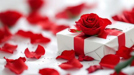 Valentine gift box on white background