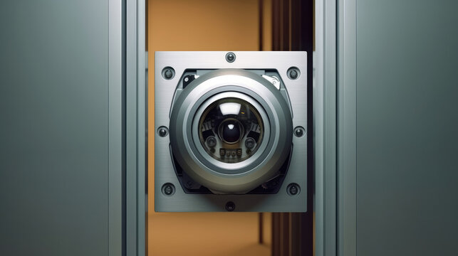 Close - up view of the eye scanner technology on the door