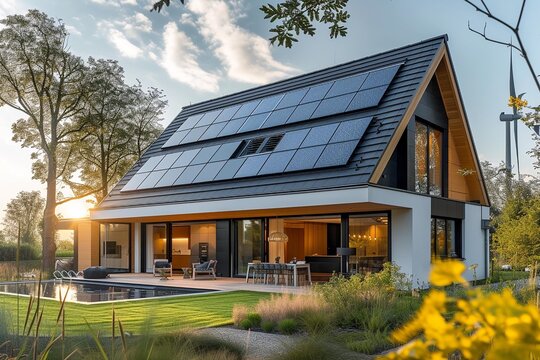 A clean energy-powered smart home with renewable energy sources .AI Generate