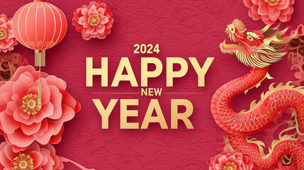 Fototapeta na wymiar Happy chinese new year 2024 year of the dragon zodiac sign. Lunar New Year. Chinese New Year concept