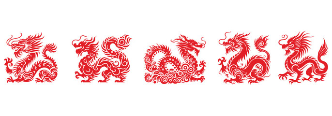 logo set of chinese new year dragon, vectors