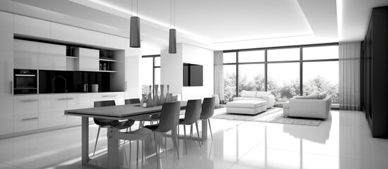 Fototapeta na wymiar Clean luxury wooden kitchen interior. Room designs and lifestyle concept.