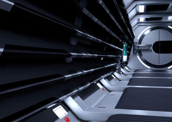 3D Rendering Science Fiction Corridor