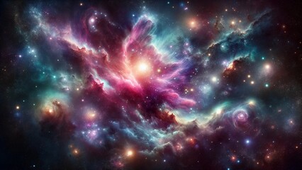 Nebula and galaxies in space. Cosmos background.