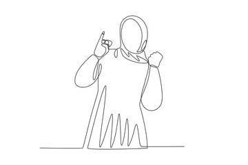 A woman has finished voting