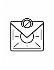 Coloring page for children, coloring book style, a linear icon representing envelope, flaticon and dribble illustration сreated with Generative Ai