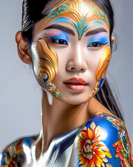 portrait of a woman with bodypainting 