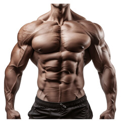 Fototapeta na wymiar Bodybuilder in bodybuilding pose on transparent background