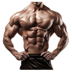 Fototapeta na wymiar Bodybuilder in bodybuilding pose on transparent background
