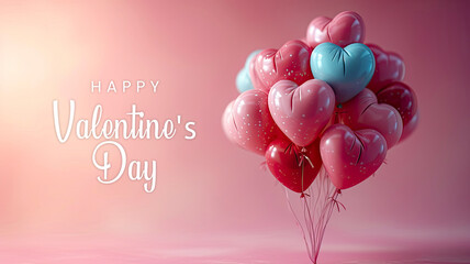 Valentine's Day Celebration Concept with Glossy  Heart Balloons - Perfect for Retail and Restaurant Promotions | Ai-Generated