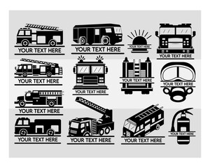 Fire Truck Split Monogram SVG, Fire Truck, Fire Svg, Truck Silhouette, Truck Svg, Fire Truck Vinyl Svg, Fire Engine, Fire Truck Vector, Svg Files For Cricut, SVG	