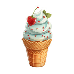 ice cream, soft cream, various flavors, fruit, lemon, blueberry, strawberry, orange, cherry, vanilla, milk, chocolate Illustration, isolated icon