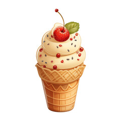 ice cream, soft cream, various flavors, fruit, lemon, blueberry, strawberry, orange, cherry, vanilla, milk, chocolate Illustration, isolated icon