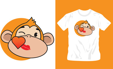 Graphic t-shirt design, cute monkey graphics ,vector illustration for t-shirt