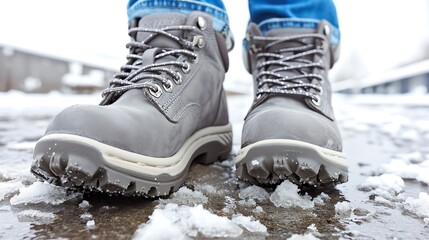 Winter Boots on Snowy Ground