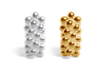 Blank gold and silver round balloon column mockup, isolated
