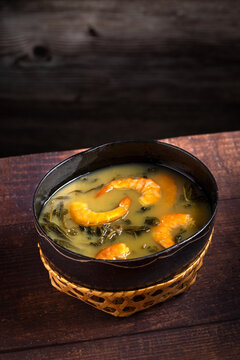 Tacac&aacute;, typical food from the Brazilian Amazon. Made with tucupi, jambu and shrimp.