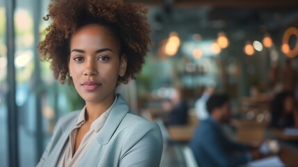 Obraz premium Business Woman Standing in Front of a Glass Wall in an Office