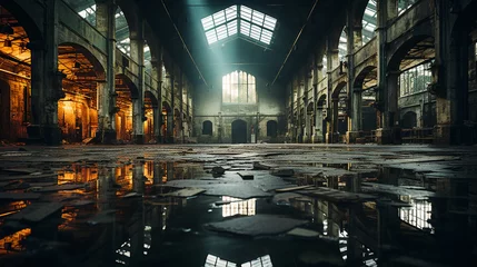 Fototapeten The interior of a large abandoned warehouse. © LOPH Studio