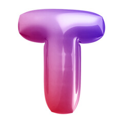 Bubble later T font gradient 3D illustration