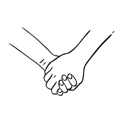 Couple holding hands outline vector eleven