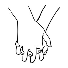 Couple holding hands outline vector nine