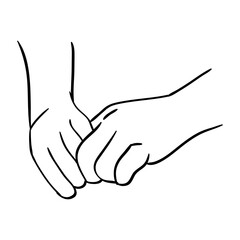 Couple holding hands outline vector one