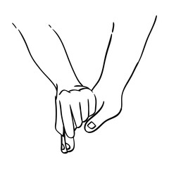 Couple holding hands outline vector two