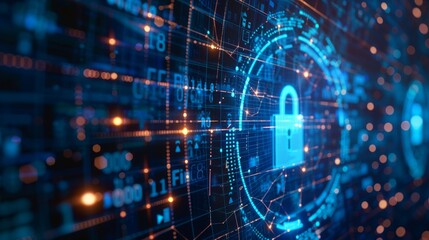 Obraz premium Cybersecurity icon hologram