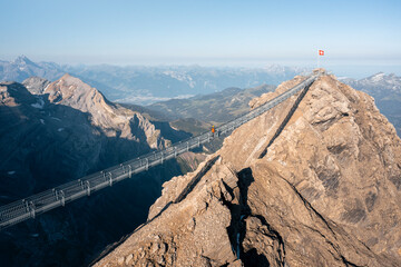 Suspension bridge, Glacier 3000, Peak Walk in Switzerland