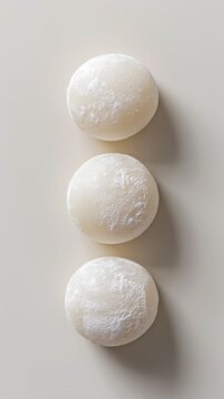 Generative AI, photo of mochi on the table background. Traditional Japanese dessert, top view, flat lay