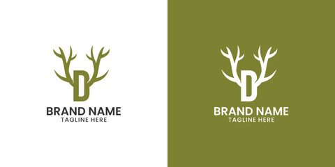 Letter D deer wildlife logo design