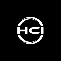 HCI letter logo design with black background in illustrator, cube logo, vector logo, modern alphabet font overlap style. calligraphy designs for logo, Poster, Invitation, etc.