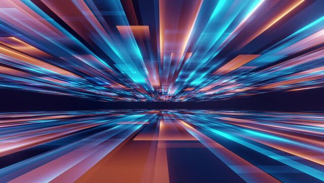 Abstract line stream flow big data, speed line background technology, camera move forward.