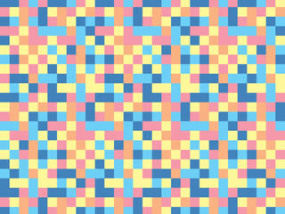 Fototapeta premium Vector illustration of Five-color mosaic pattern abstract background (yellow, orange, pink, light blue, blue)