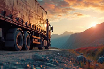 Truck Background with Copy Space for Freight, Logistic, and Shipment Concepts. - obrazy, fototapety, plakaty