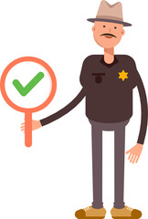Sheriff Character Showing Check Mark

